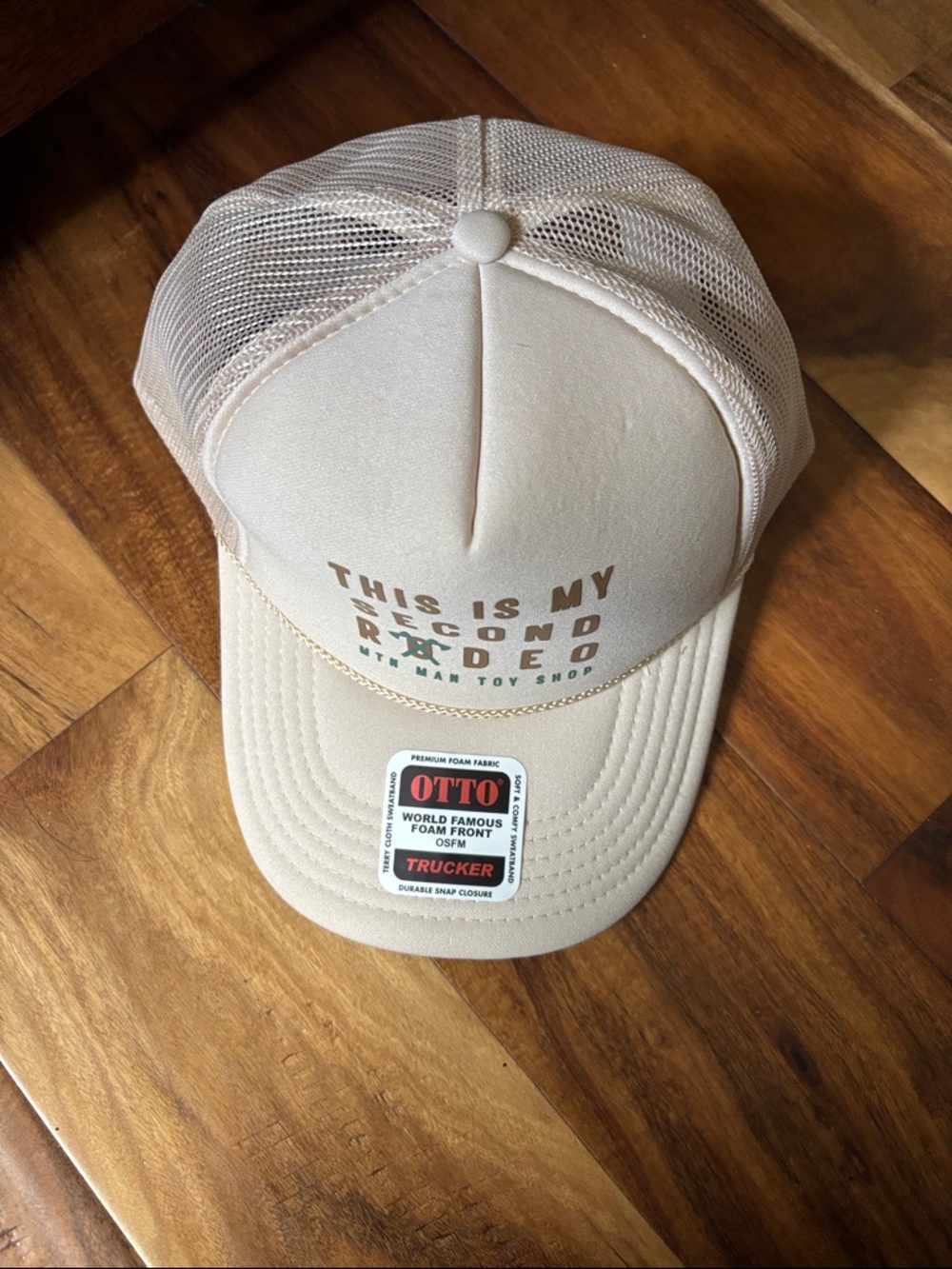 OTTO Beige Trucker Hat with Printed Slogan